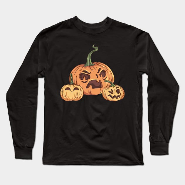 Halloween pumpkins family Long Sleeve T-Shirt by monika27